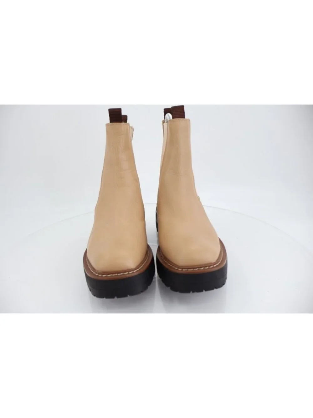 Sam Edelman Boots Laguna Chelsea Womens 6.5 Tan Leather Pull On Lug Sole Chunky